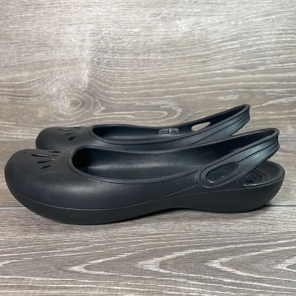 Crocs Thea Slingback Slip On Women’s Size 9 Black Rubber Sandals